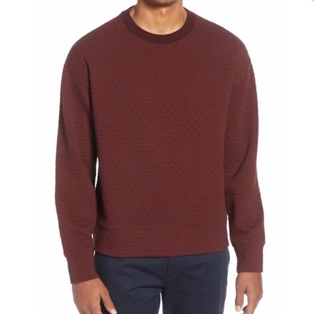 Club Monaco Deco Quilted Sweatshirt Burgundy NWT